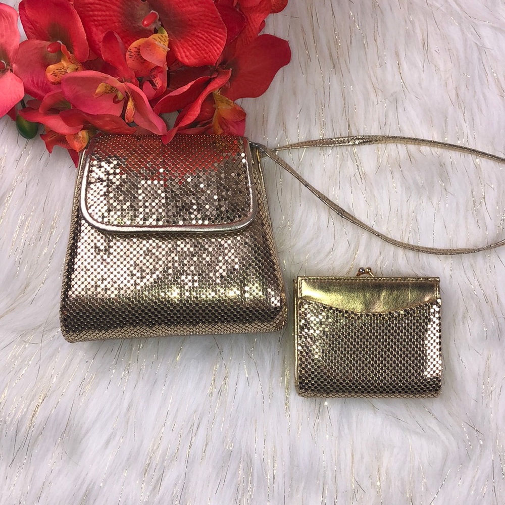 Whiting & Davis gold mesh purse and wallet